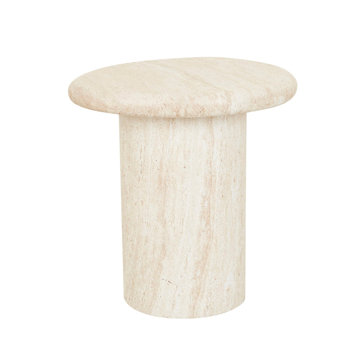 Lucia Curve Side Table - Faux Natural Travertine