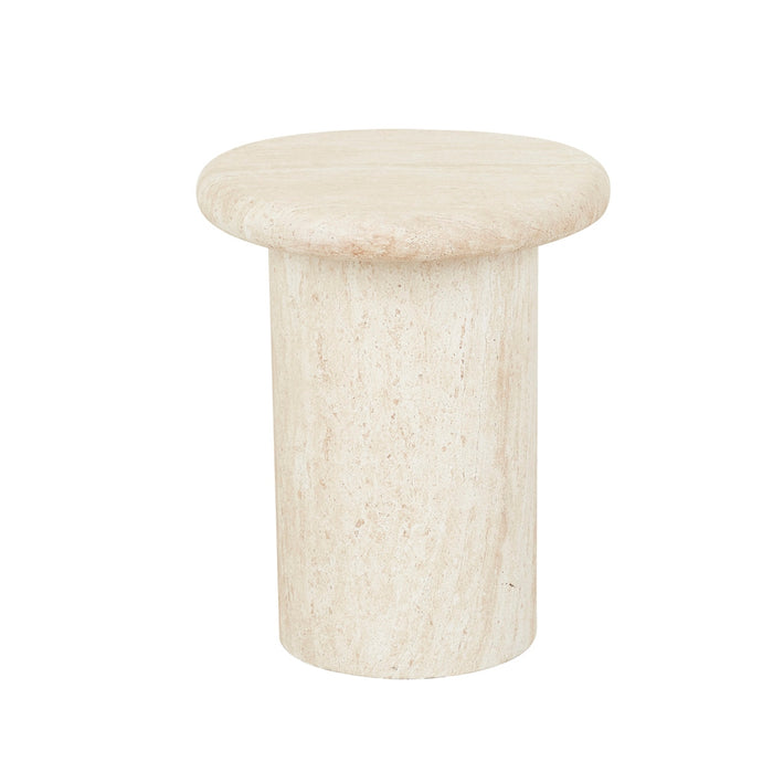 Lucia Curve Side Table - Faux Natural Travertine