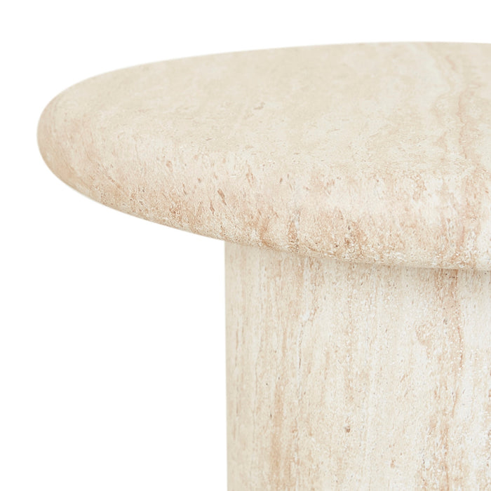 Lucia Curve Side Table - Faux Natural Travertine