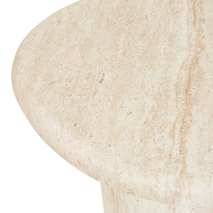 Lucia Curve Side Table - Faux Natural Travertine