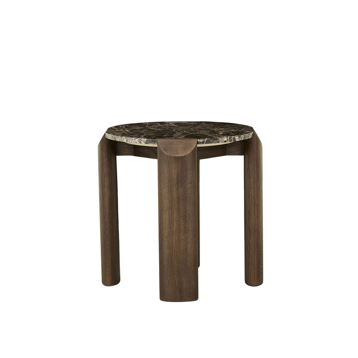 Willa Marble Side Table - Emperador Marble - Chocolate Oak