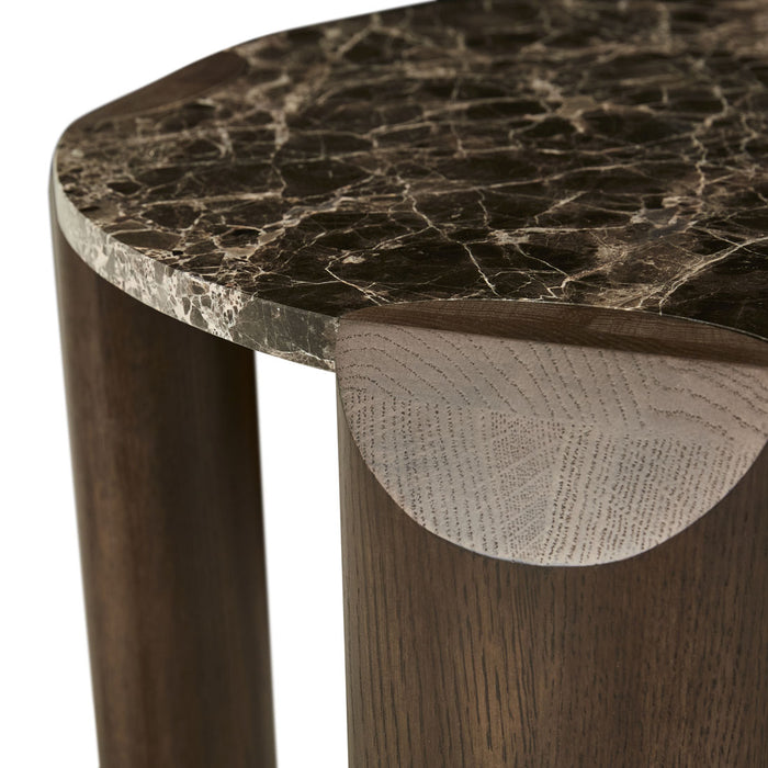 Willa Marble Side Table - Emperador Marble - Chocolate Oak
