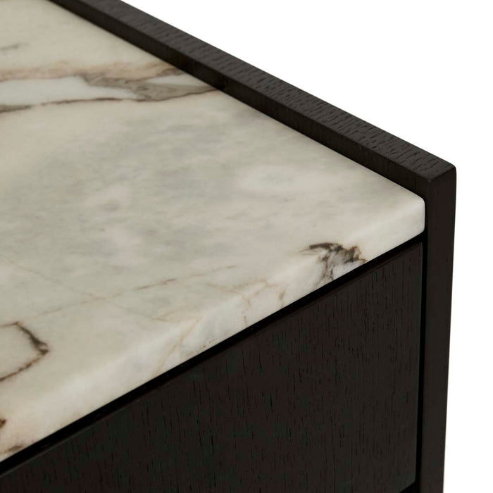 Elsie Bedside - Matt Ocean Marble - Matt Dark Oak