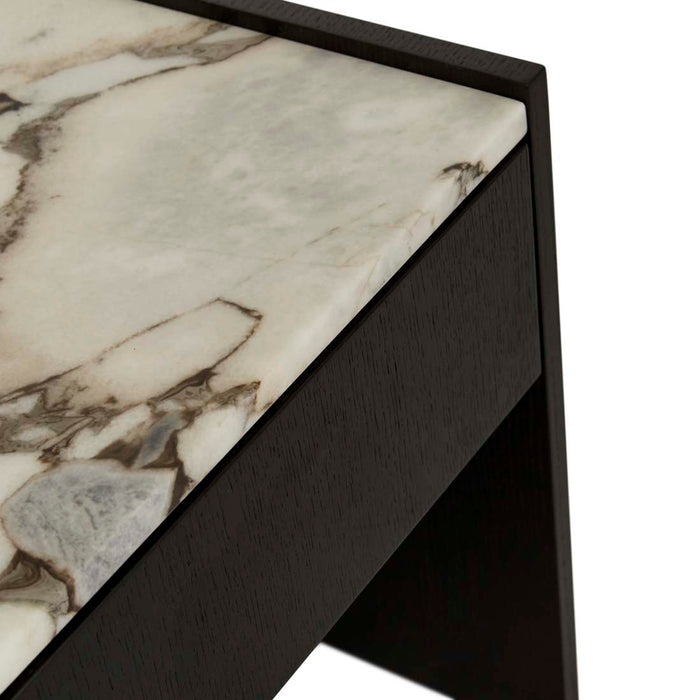 Elsie Bedside - Matt Ocean Marble - Matt Dark Oak
