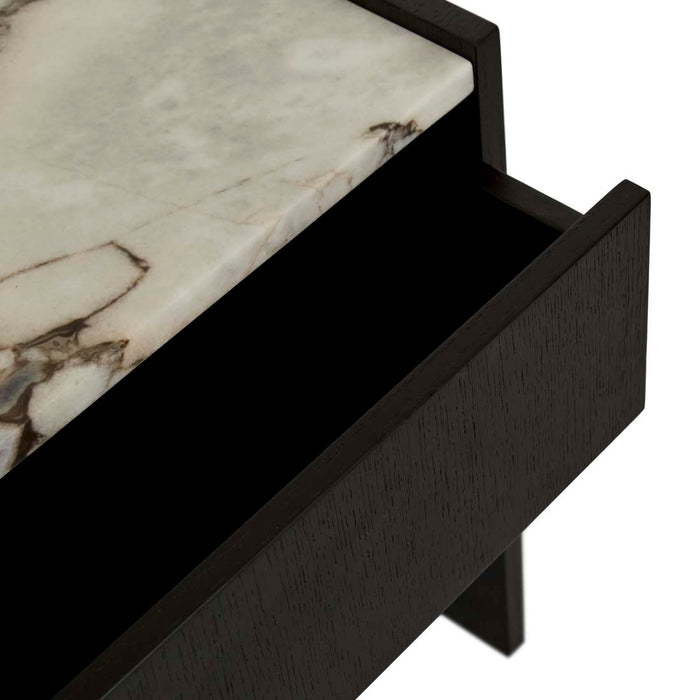 Elsie Bedside - Matt Ocean Marble - Matt Dark Oak