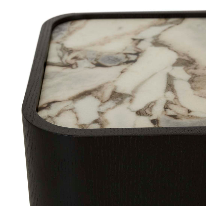Elsie Bedside - Matt Ocean Marble - Matt Dark Oak