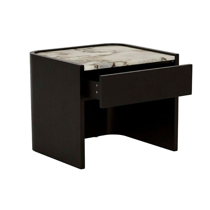 Elsie Bedside - Matt Ocean Marble - Matt Dark Oak
