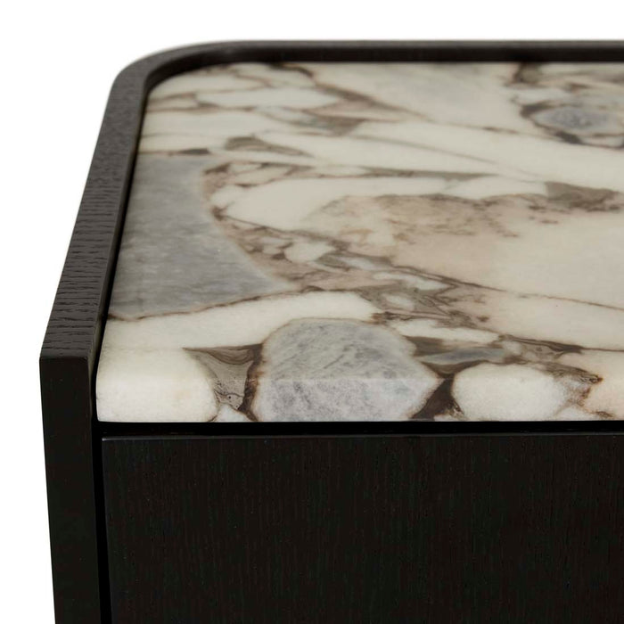 Elsie Bedside - Matt Ocean Marble - Matt Dark Oak
