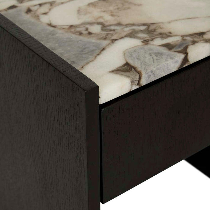 Elsie Bedside - Matt Ocean Marble - Matt Dark Oak