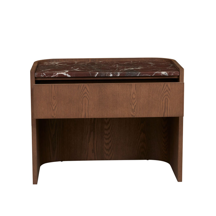 Elsie Bedside - Matt Rouge Marble - Smoked Ash