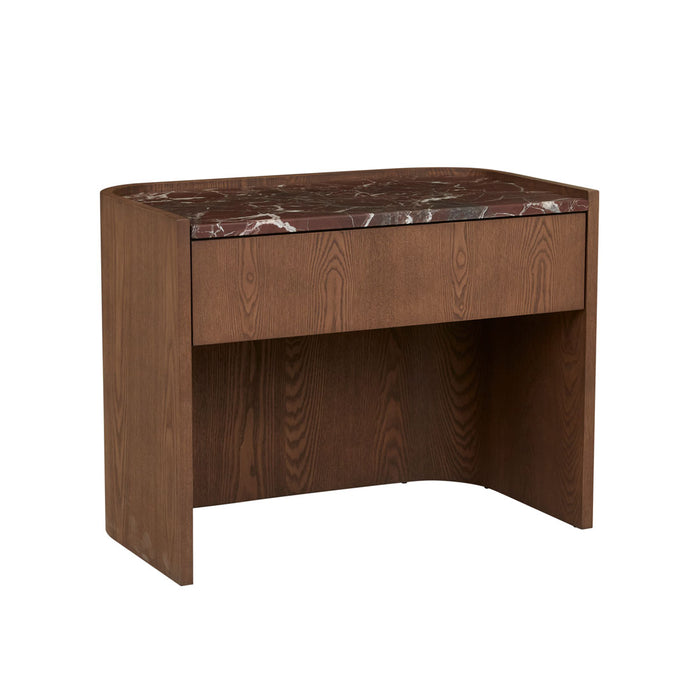 Elsie Bedside - Matt Rouge Marble - Smoked Ash