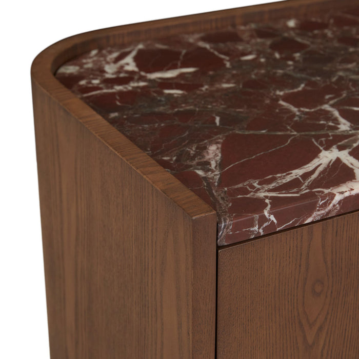 Elsie Bedside - Matt Rouge Marble - Smoked Ash