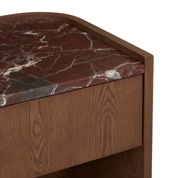Elsie Bedside - Matt Rouge Marble - Smoked Ash