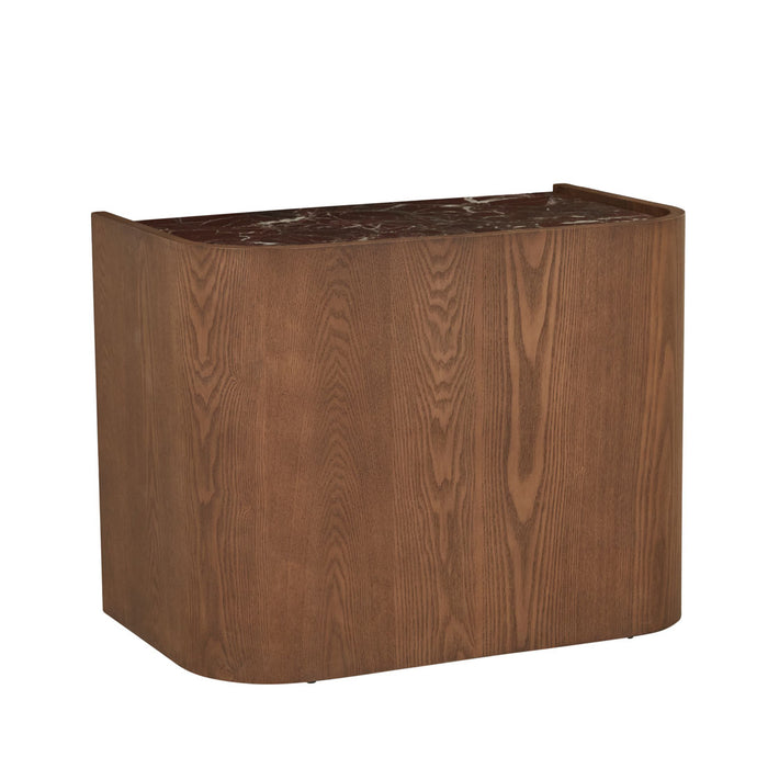 Elsie Bedside - Matt Rouge Marble - Smoked Ash