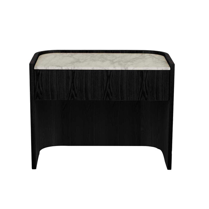 Elsie Bedside - Matt White Marble - Matt Dark Oak