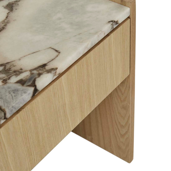 Elsie Bedside - Matt Ocean Marble - Natural Ash