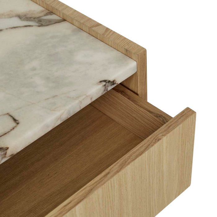 Elsie Bedside - Matt Ocean Marble - Natural Ash