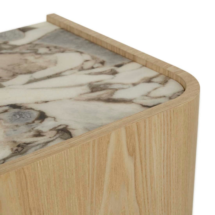 Elsie Bedside - Matt Ocean Marble - Natural Ash