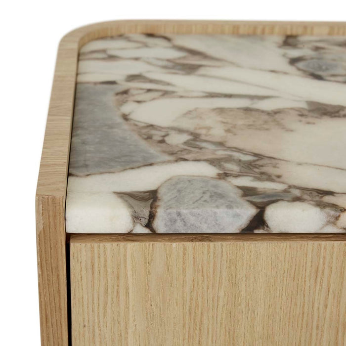 Elsie Bedside - Matt Ocean Marble - Natural Ash