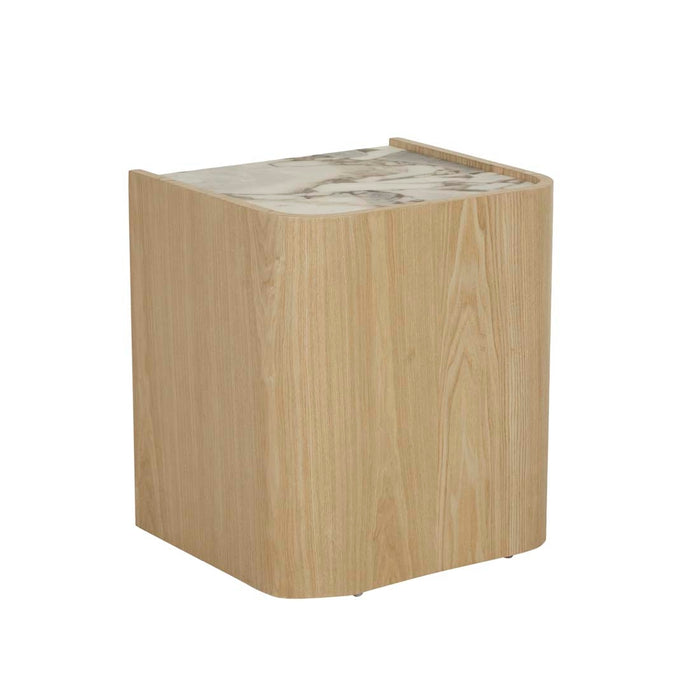 Elsie Bedside - Matt Ocean Marble - Natural Ash