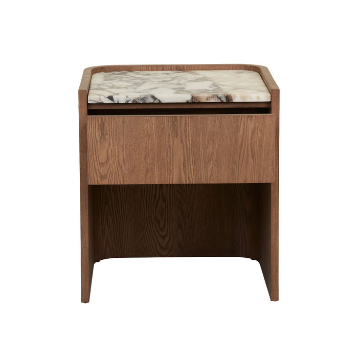 Elsie Bedside - Matt Ocean Marble - Smoked Ash