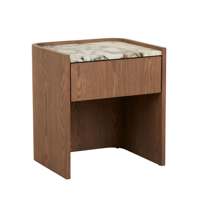 Elsie Bedside - Matt Ocean Marble - Smoked Ash