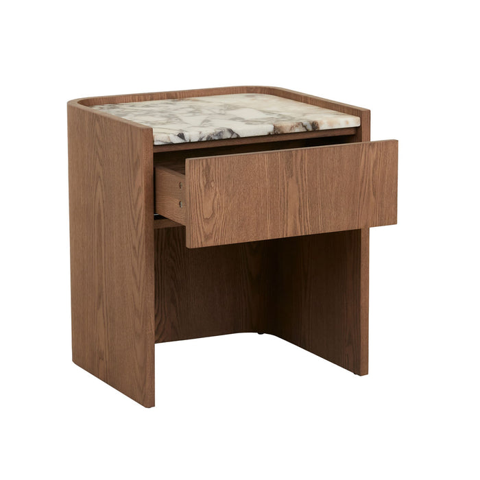 Elsie Bedside - Matt Ocean Marble - Smoked Ash