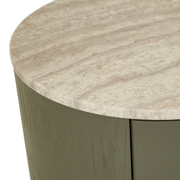 Oberon Crescent Marble Bedside - Satin Grey Travertine - Thyme