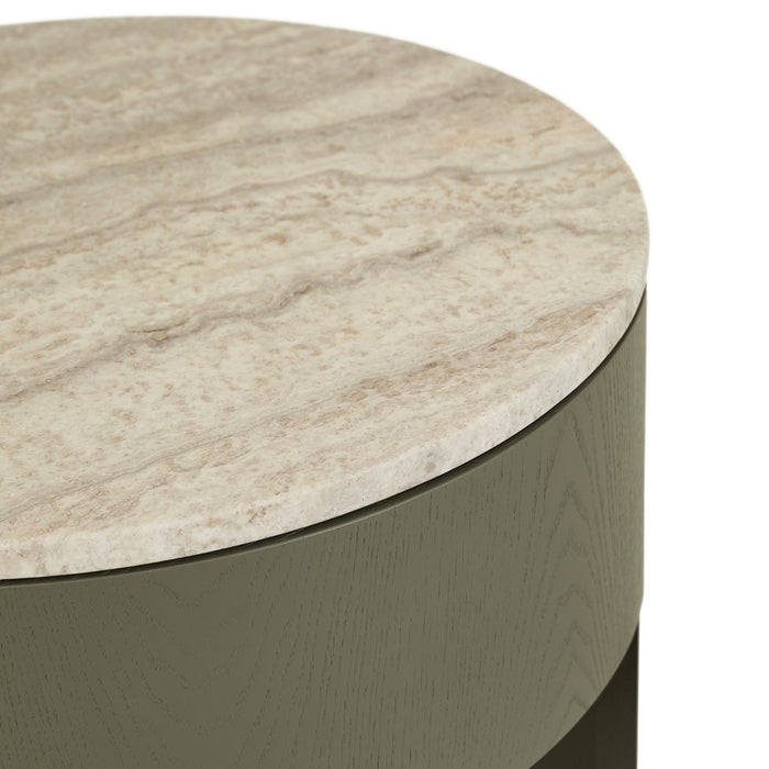 Oberon Crescent Marble Bedside - Satin Grey Travertine - Thyme