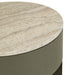 Oberon Crescent Marble Bedside - Satin Grey Travertine - Thyme