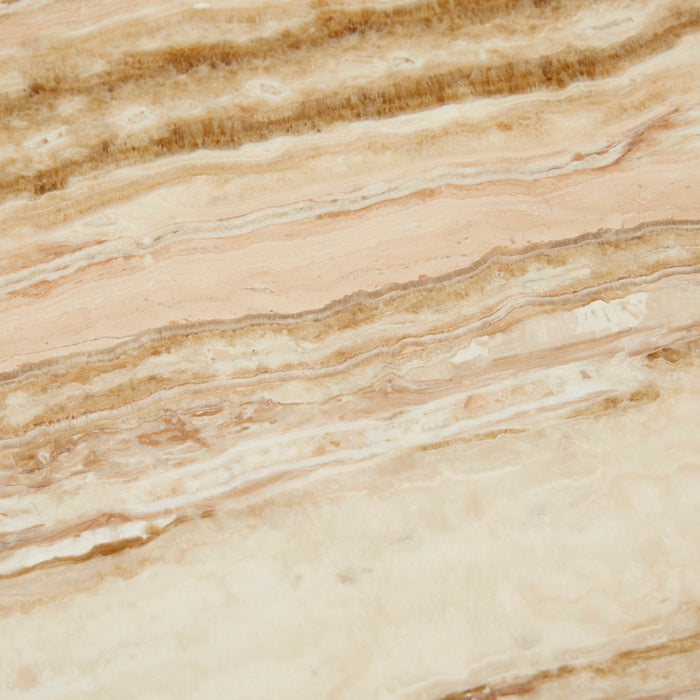 Oberon Crescent Marble Bedside - Satin Onyx Travertine - Dusk