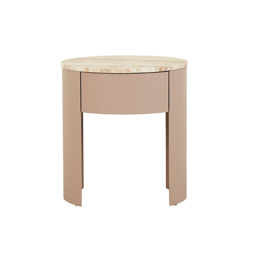 Oberon Crescent Marble Bedside - Satin Onyx Travertine - Dusk