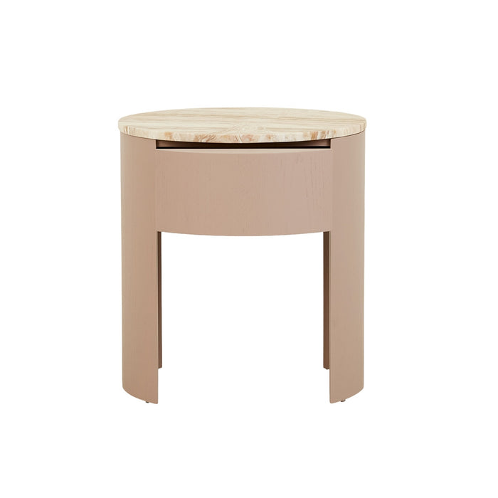 Oberon Crescent Marble Bedside - Satin Onyx Travertine - Dusk