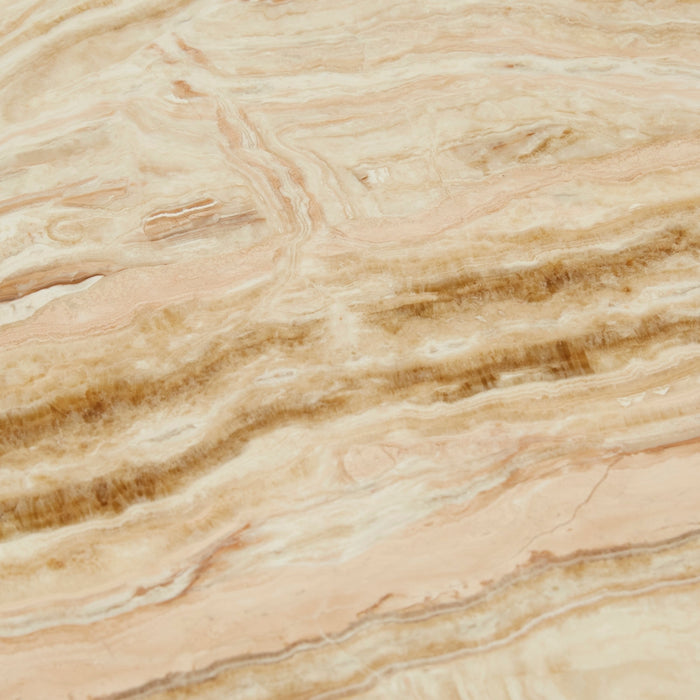 Oberon Crescent Marble Bedside - Satin Onyx Travertine - Dusk