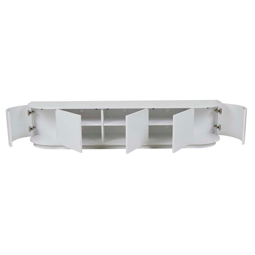 Oberon Crescent Entertainment Units - White Grain Ash
