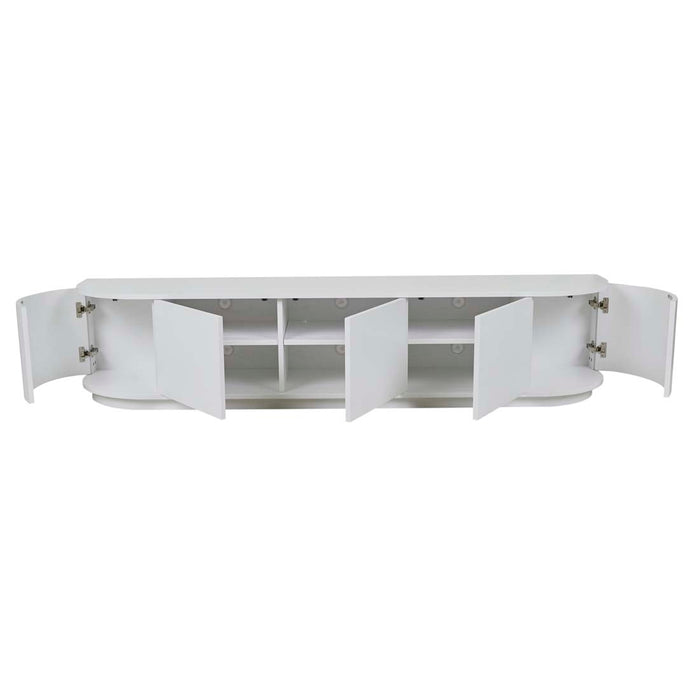 Oberon Crescent Entertainment Units - White Grain Ash