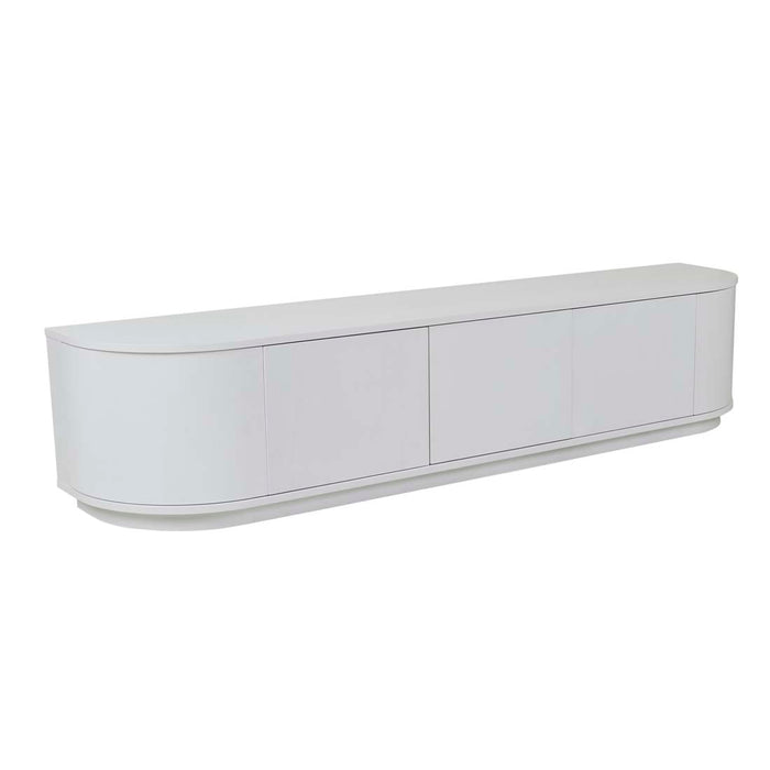 Oberon Crescent Entertainment Units - White Grain Ash