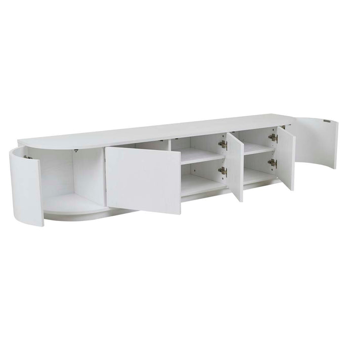 Oberon Crescent Entertainment Units - White Grain Ash