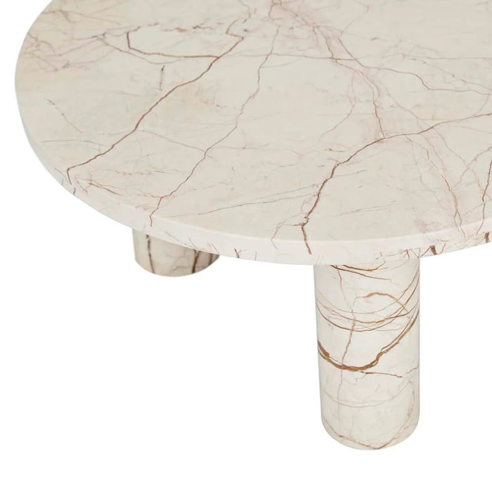 Amara Round Leg Oval Coffee Table - Brown Vein Marble - Biku Furniture & Homewares