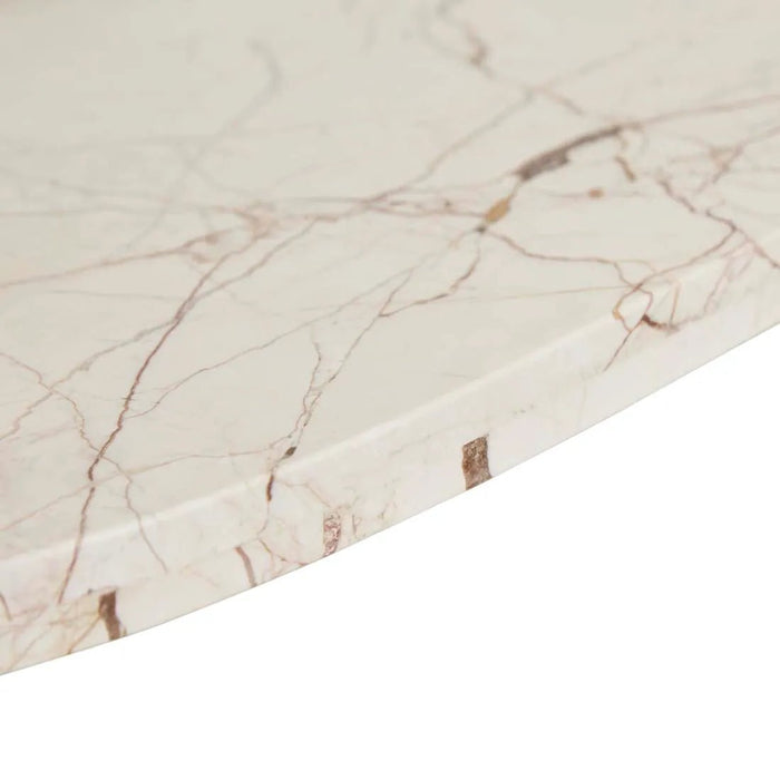 Amara Round Leg Oval Coffee Table - Brown Vein Marble - Biku Furniture & Homewares