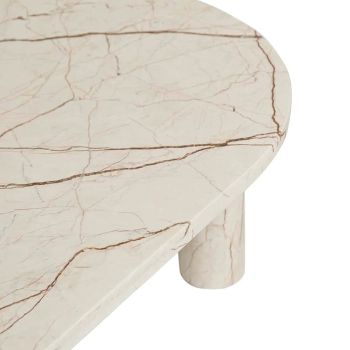 Amara Round Leg Oval Coffee Table - Brown Vein Marble - Biku Furniture & Homewares
