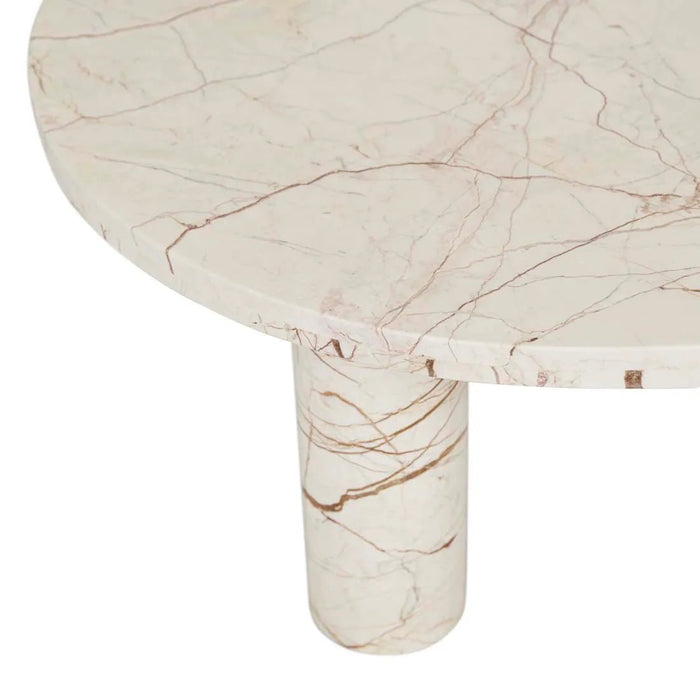 Amara Round Leg Oval Coffee Table - Brown Vein Marble - Biku Furniture & Homewares