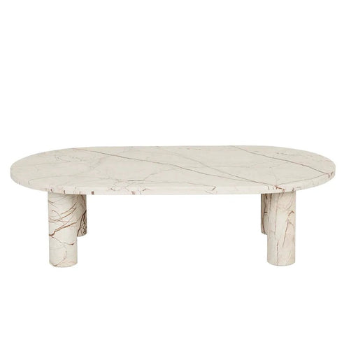 Amara Round Leg Oval Coffee Table - Brown Vein Marble - Biku Furniture & Homewares