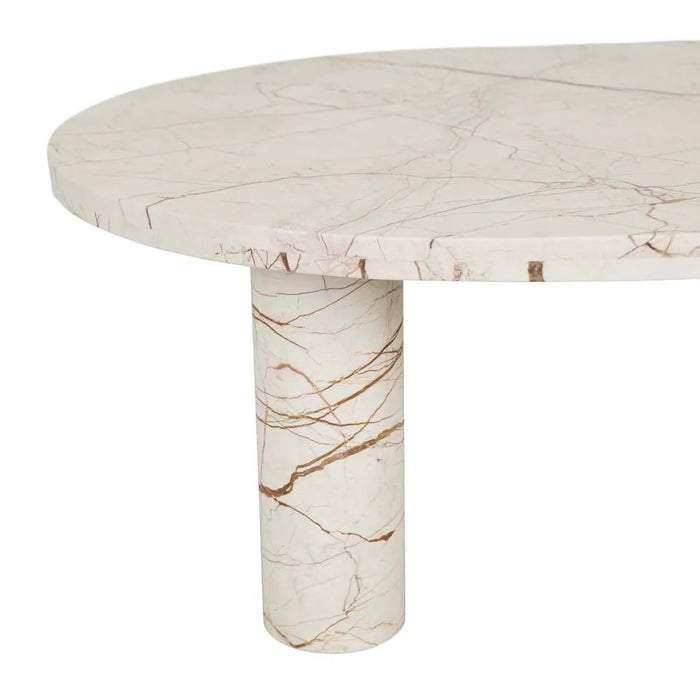 Amara Round Leg Oval Coffee Table - Brown Vein Marble - Biku Furniture & Homewares