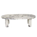 Amara Round Leg Oval Coffee Table - Natural Ocean Marble - Biku Furniture & Homewares