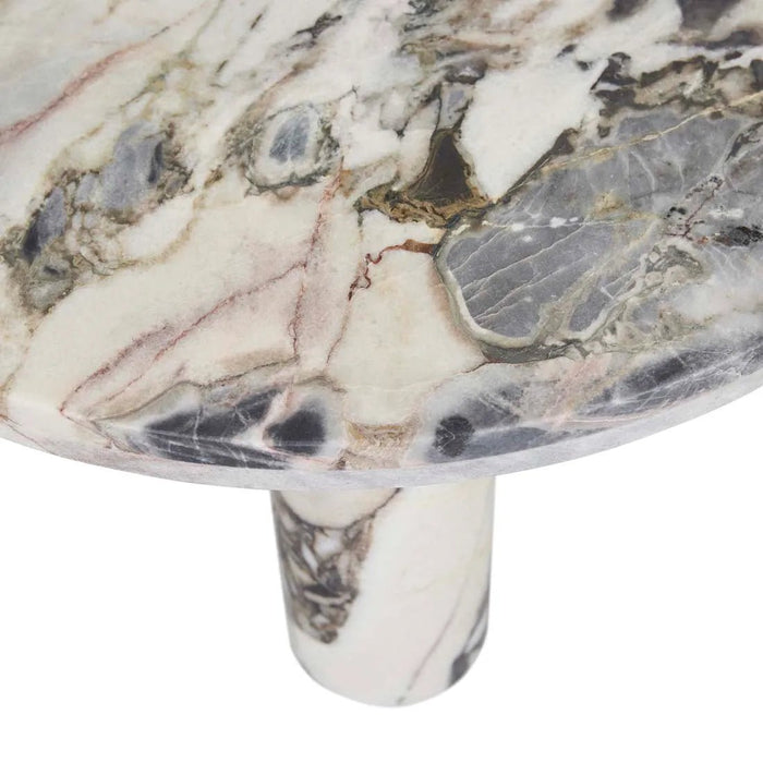 Amara Round Leg Oval Coffee Table - Natural Ocean Marble - Biku Furniture & Homewares