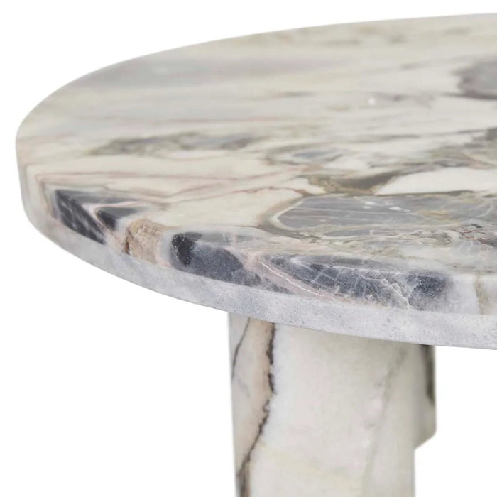 Amara Round Leg Oval Coffee Table - Natural Ocean Marble - Biku Furniture & Homewares