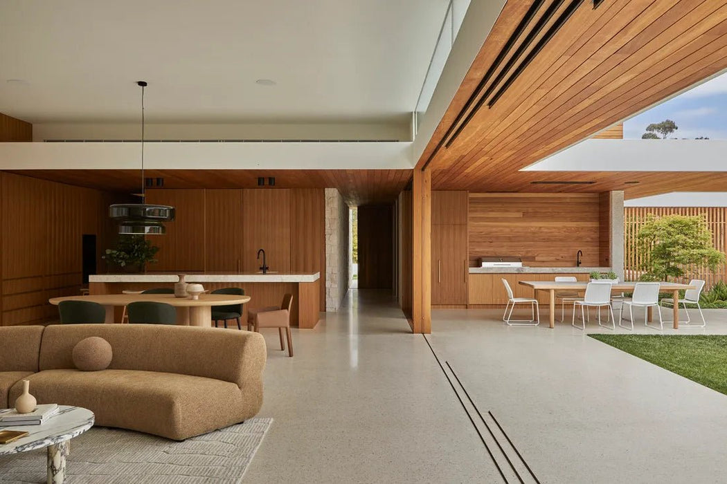 Amara Round Leg Oval Coffee Table - Natural Ocean Marble - Biku Furniture & Homewares