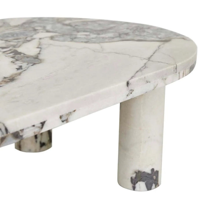 Amara Round Leg Oval Coffee Table - Natural Ocean Marble - Biku Furniture & Homewares