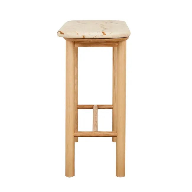 Artie Oval Marble Console - Matt Brown Vein Marble - Natural Ash - Biku Furniture & Homewares